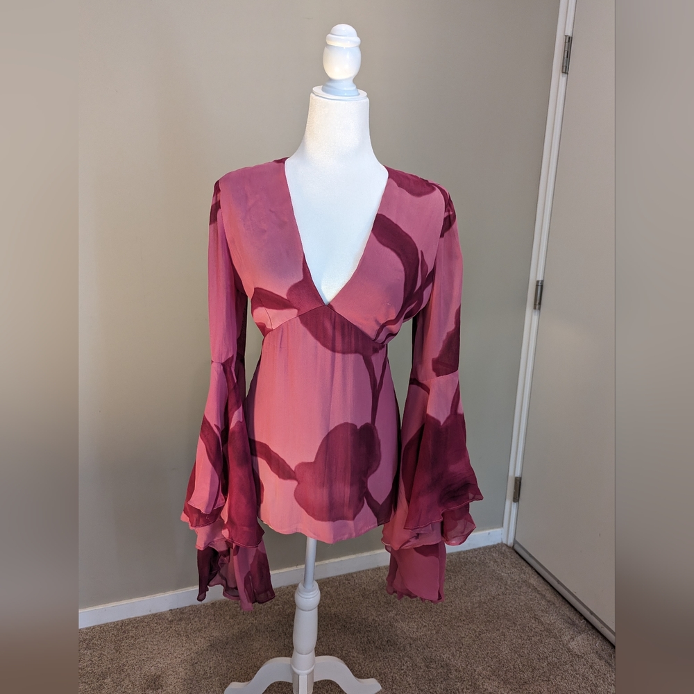 Wayne Cooper Pink Top with Flare Sleeves